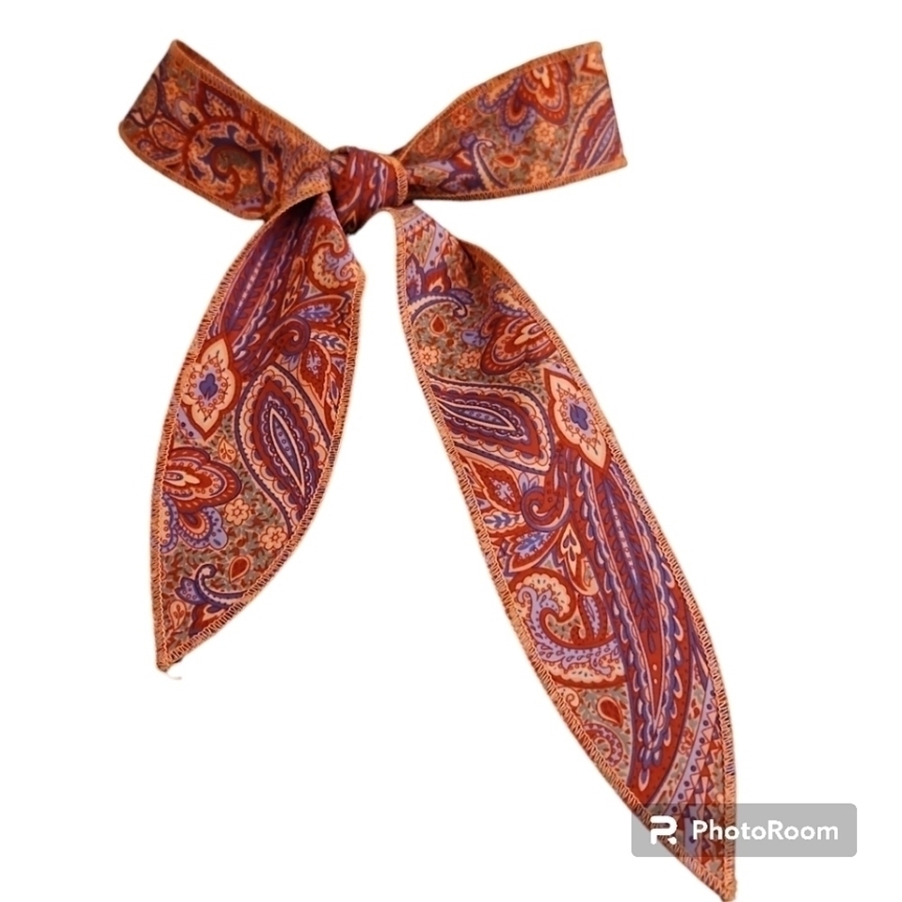 VTG Pink Paisley Headband Hair Tie Headband Skinny Scarf